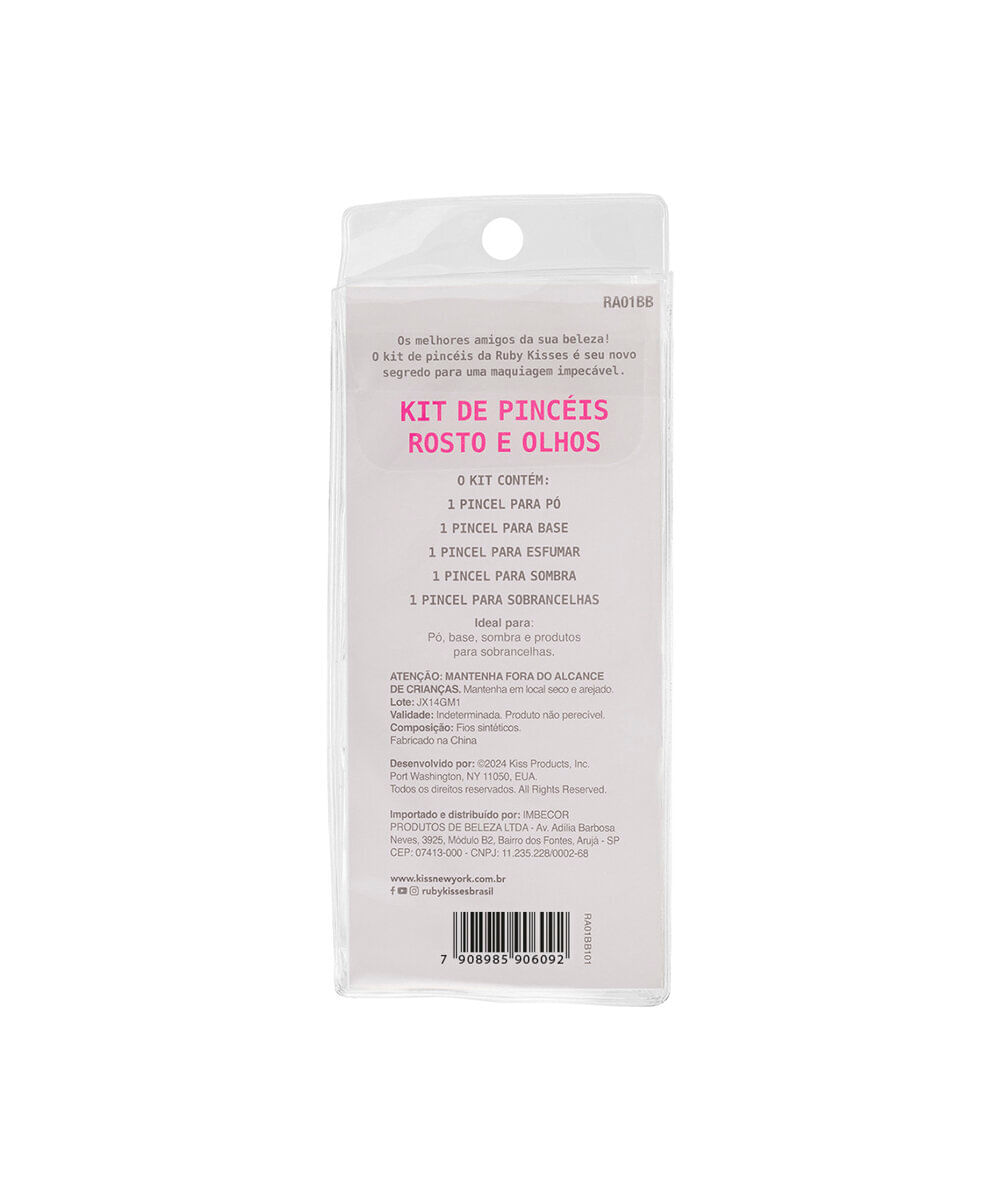 kit de pincéis ruby kisses para rosto e olhos