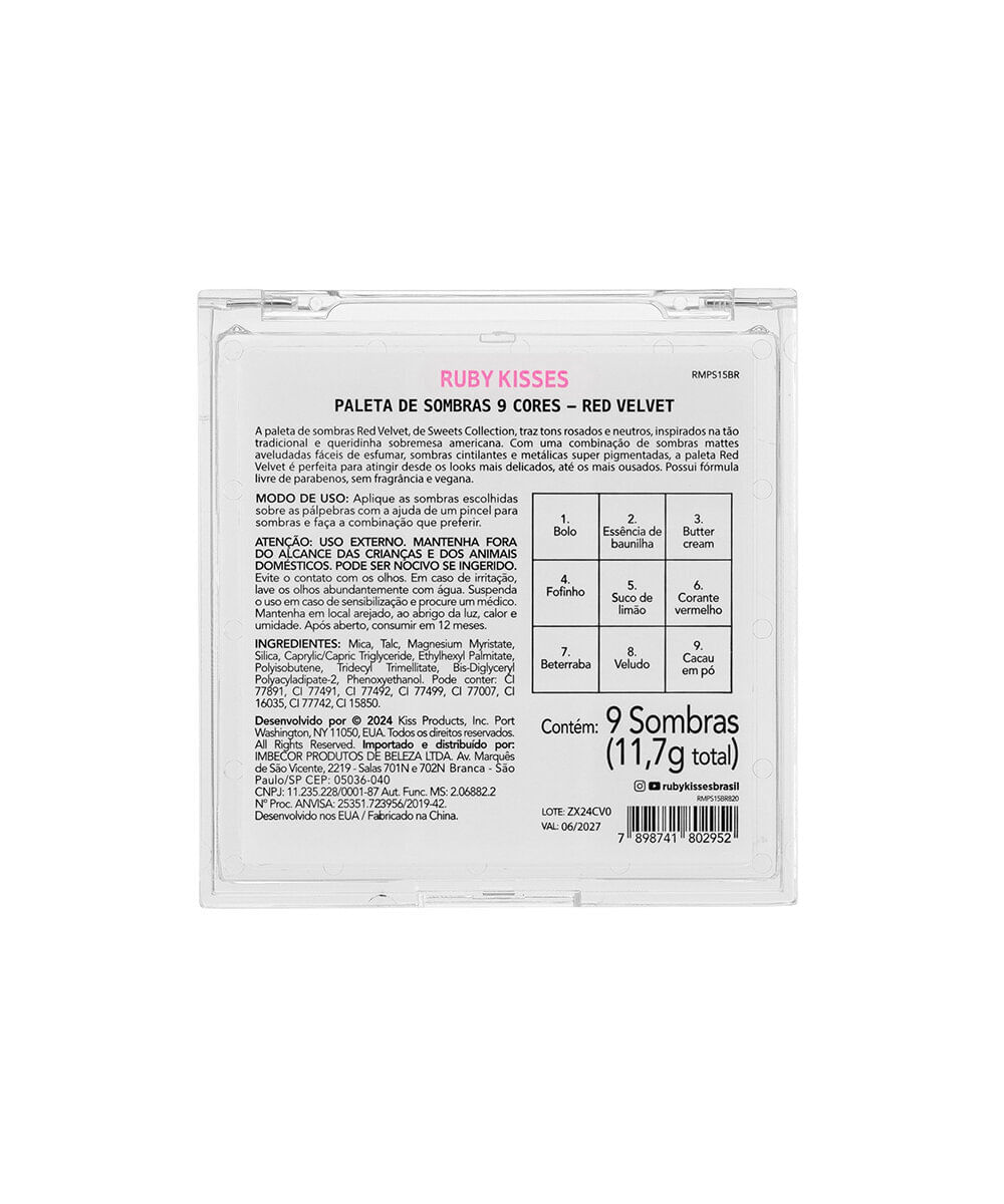 paleta de sombras ruby kisses sweets collection red velvet