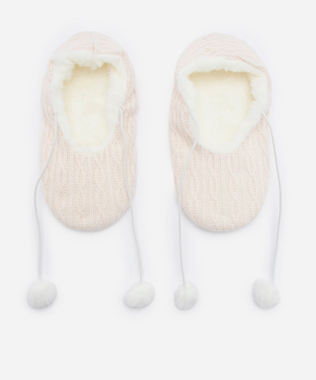 pantufa feminina de tricot com amarração e antiderrapante rosa