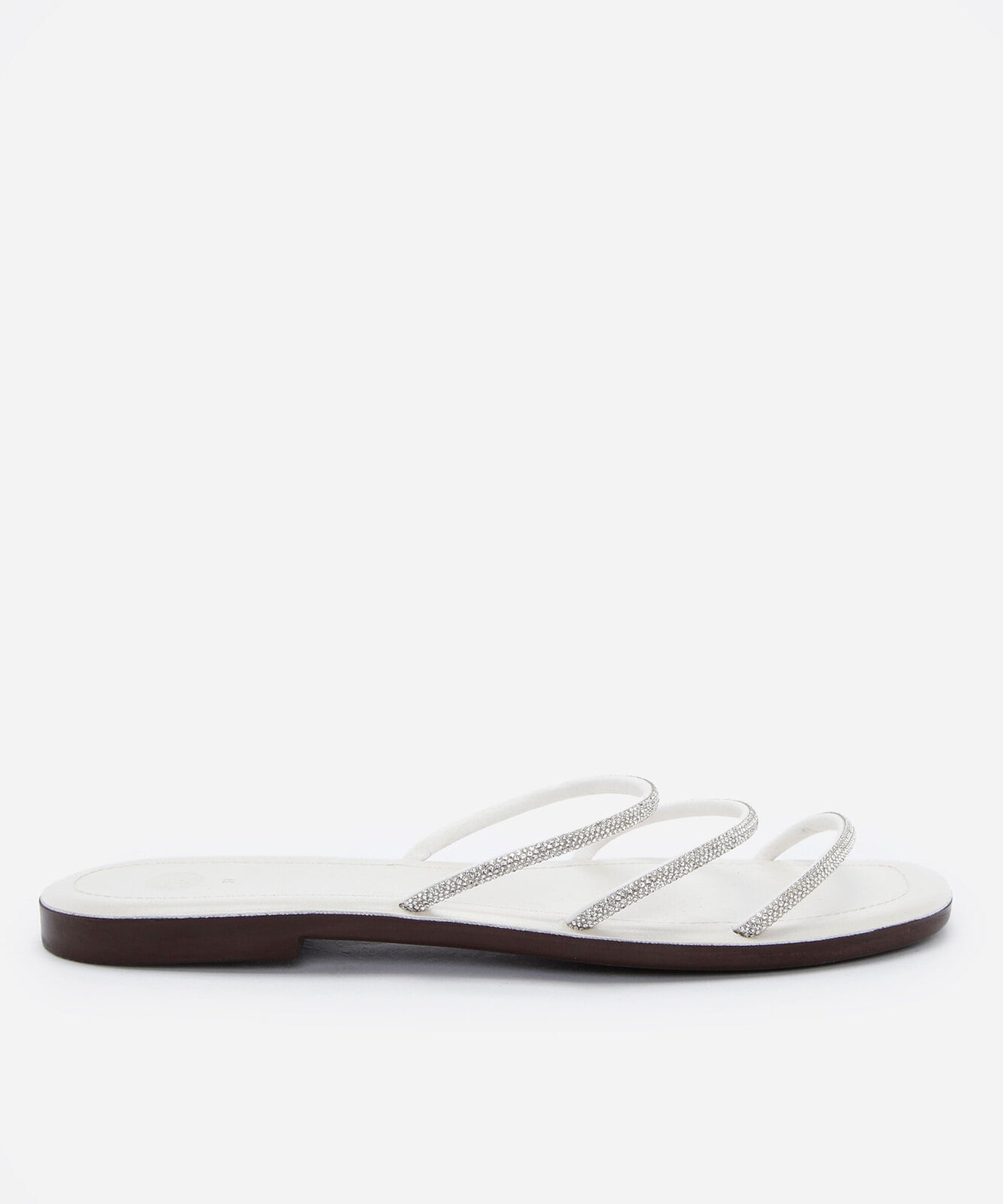 rasteirinha três tiras com brilho off white
