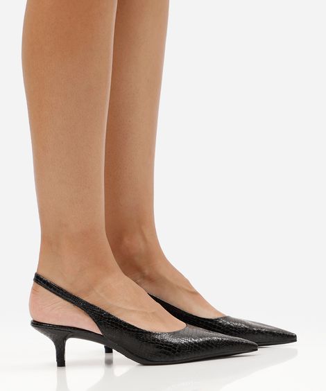scarpin bico fino salto fino croco preto
