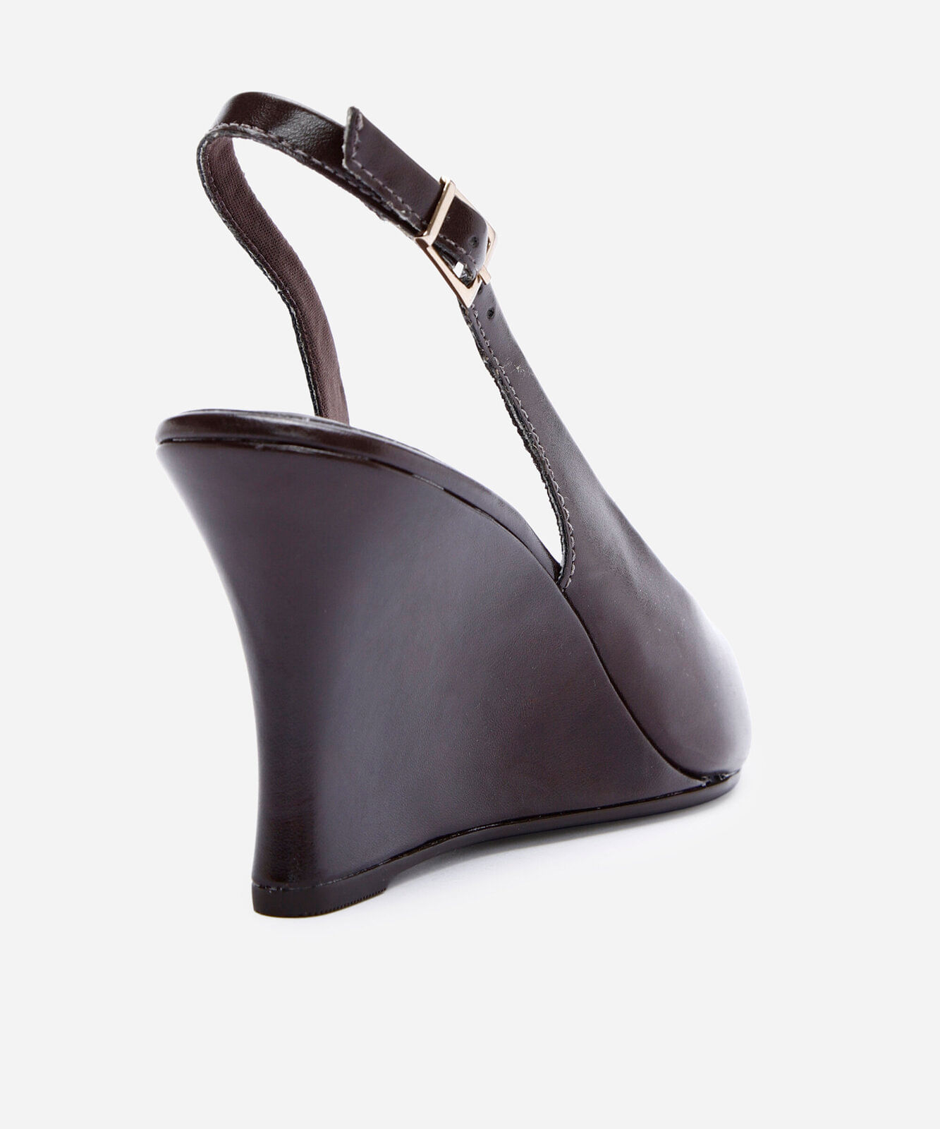 scarpin anabela slingback com bico fino - marrom escuro