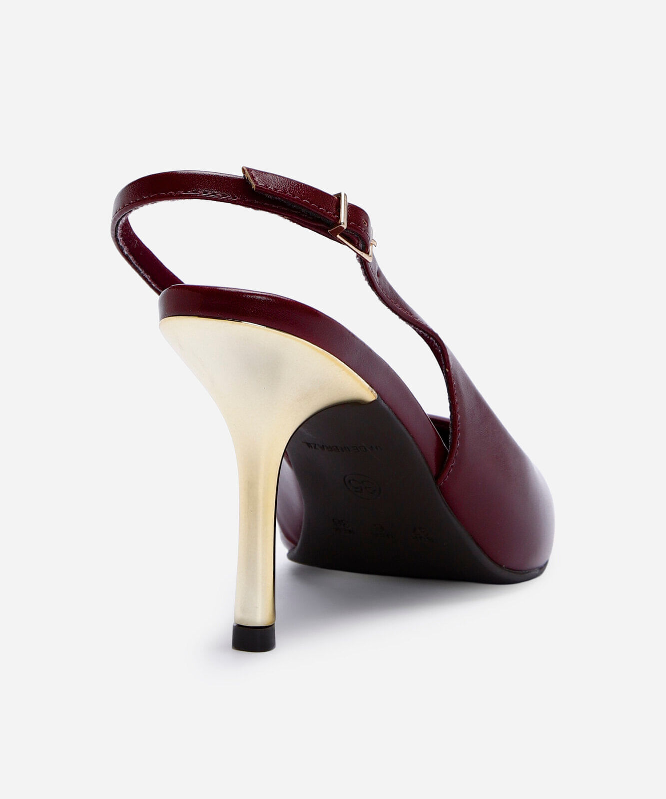 scarpin bico fino feminino salto fino com fivela vinho