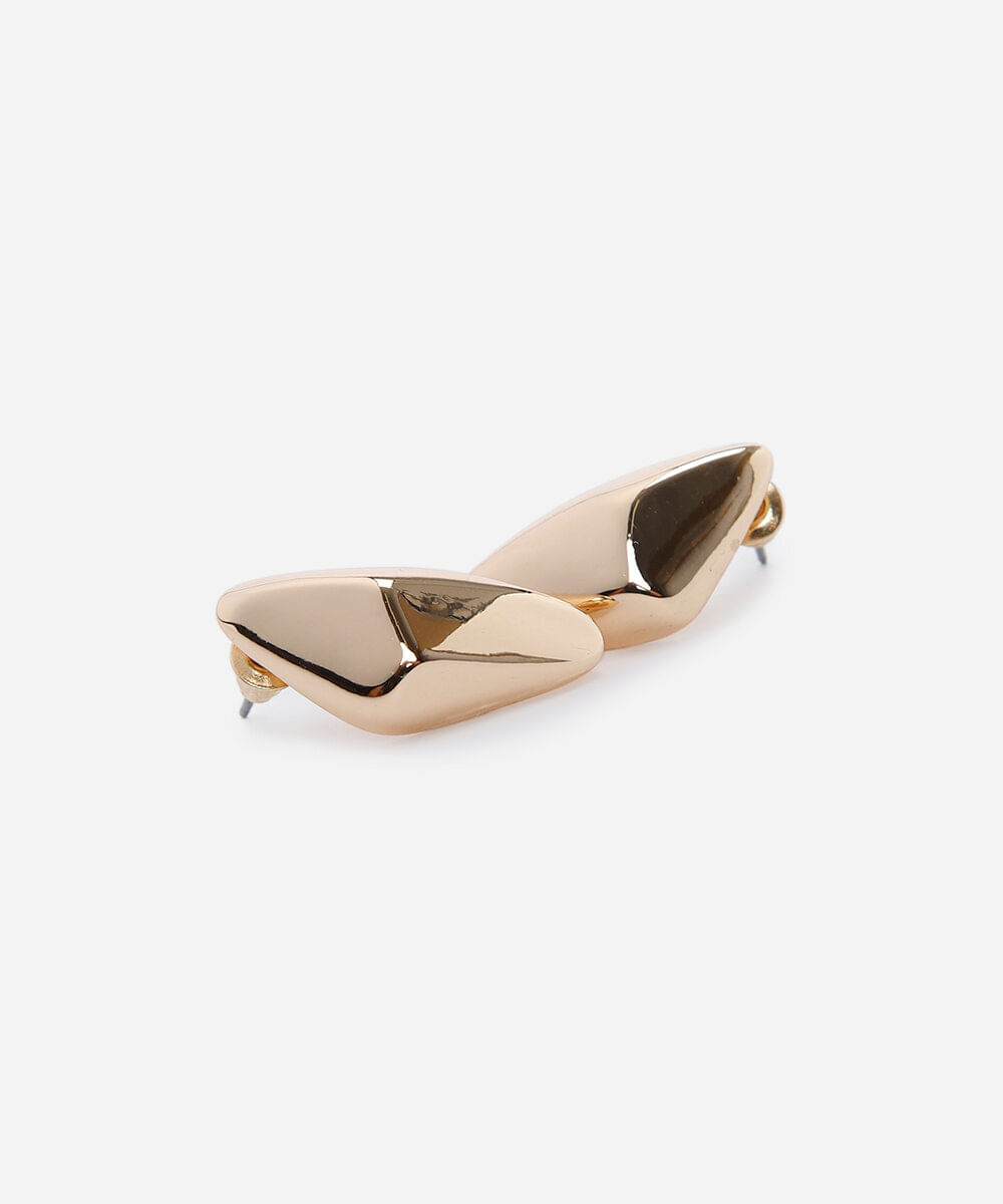 brinco botão triangulo orgânico dourado