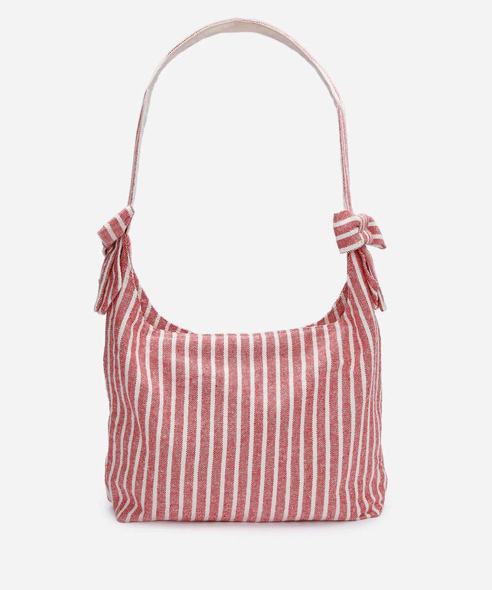 bolsa tote listrada com laços colorida