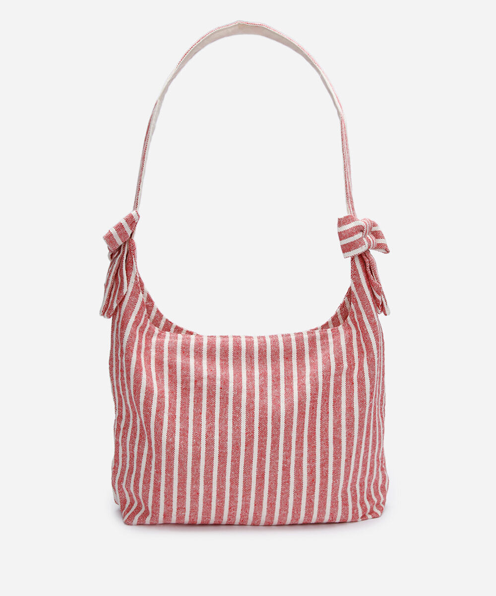 bolsa tote listrada com laços colorida