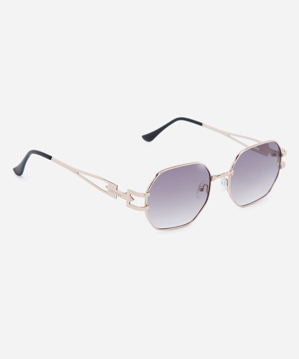 óculos de sol unissex quadrado de metal triton dourado