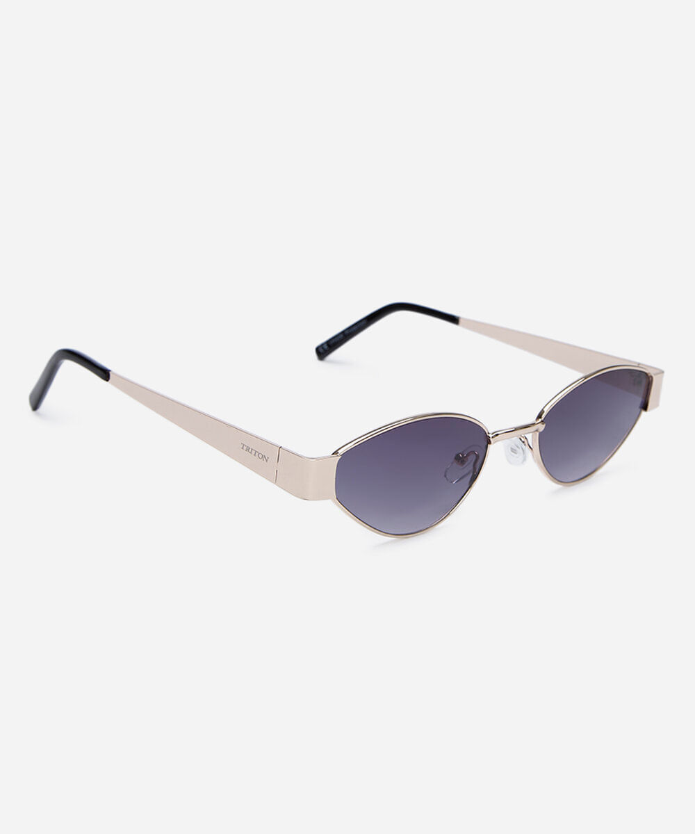 óculos de sol feminino gatinho de metal triton prata