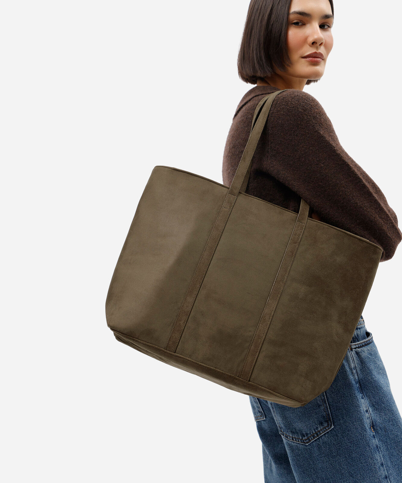 bolsa shopper suede verde