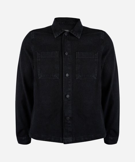 camisa juvenil jeans com bolso frontal preta