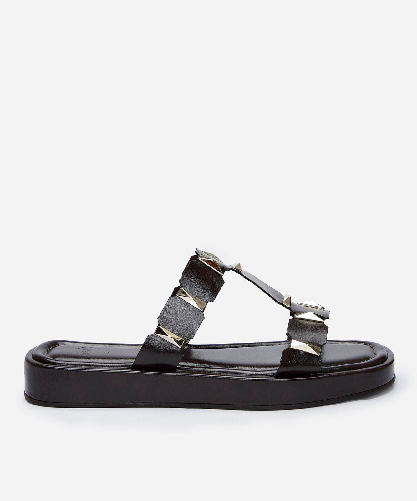 rasteirinha flatform com tira geométrica marrom