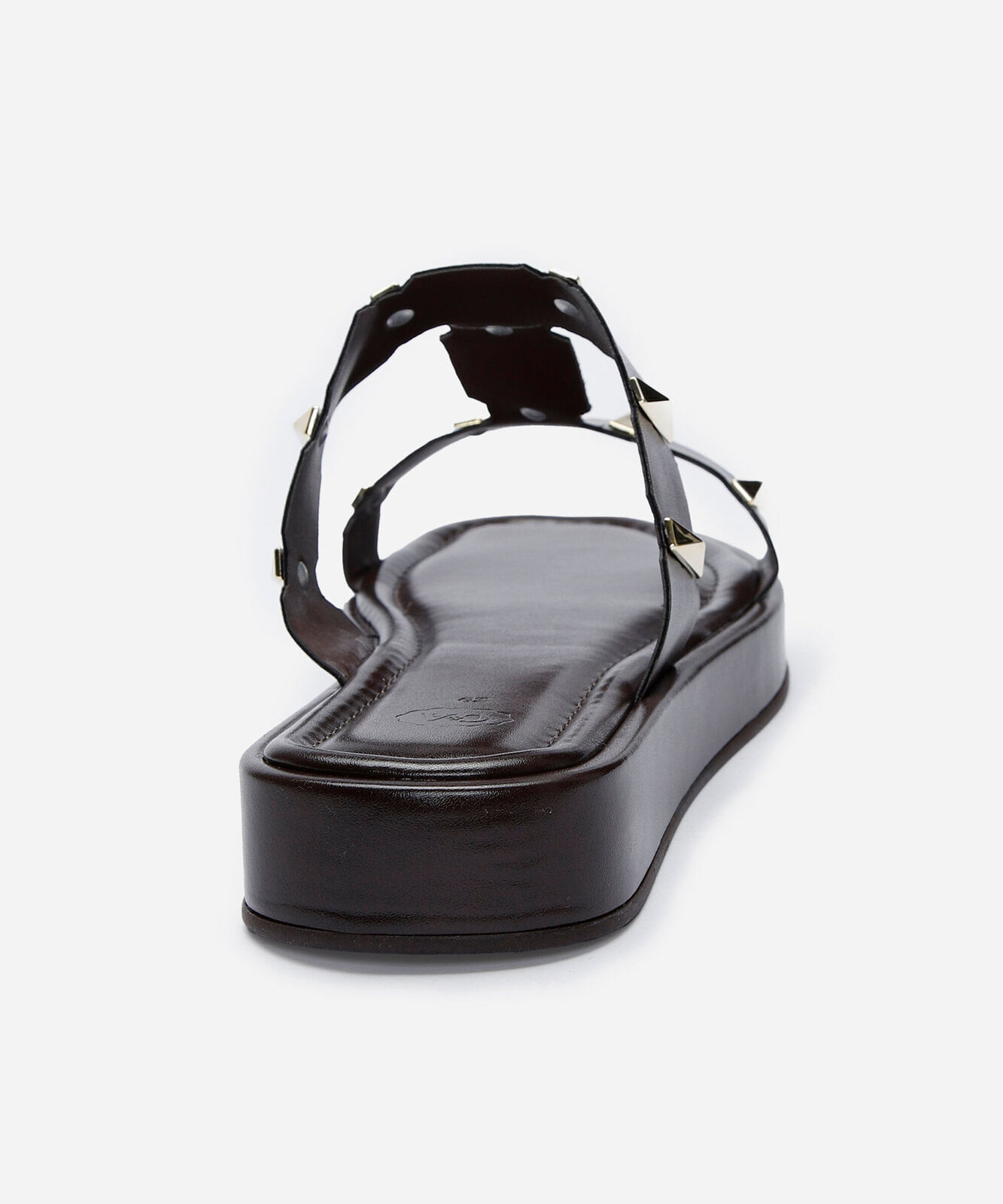 rasteirinha flatform com tira geométrica marrom