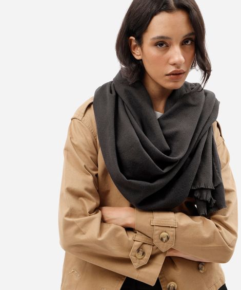 cachecol feminino basico liso cinza