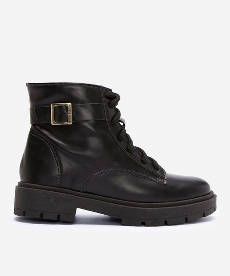 bota cano curto com fivela tratorada preta