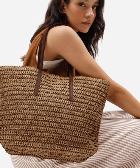 bolsa shopper texturizada bege