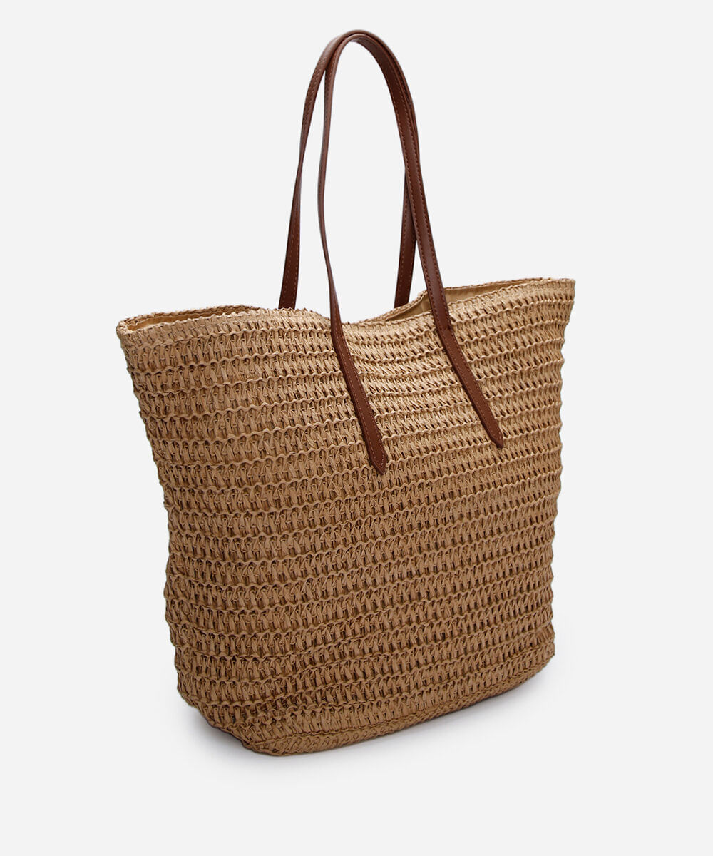 bolsa shopper texturizada bege