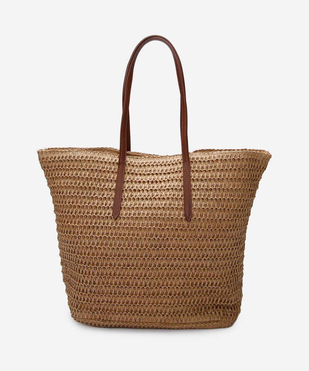bolsa shopper texturizada bege