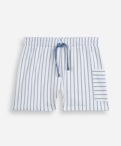 short infantil de malha listrado azul