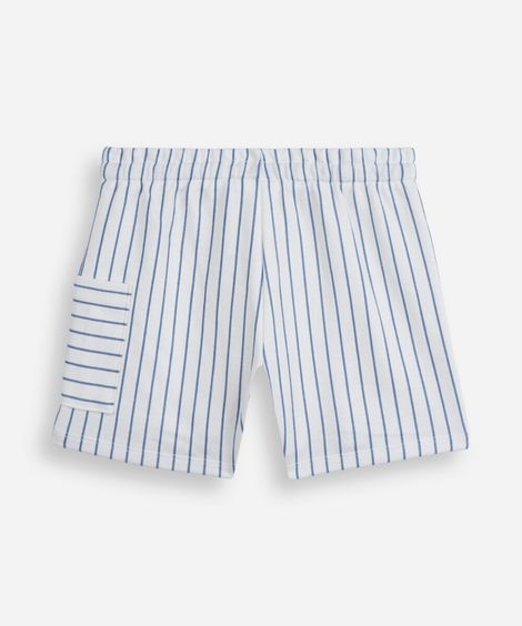 short infantil de malha listrado azul