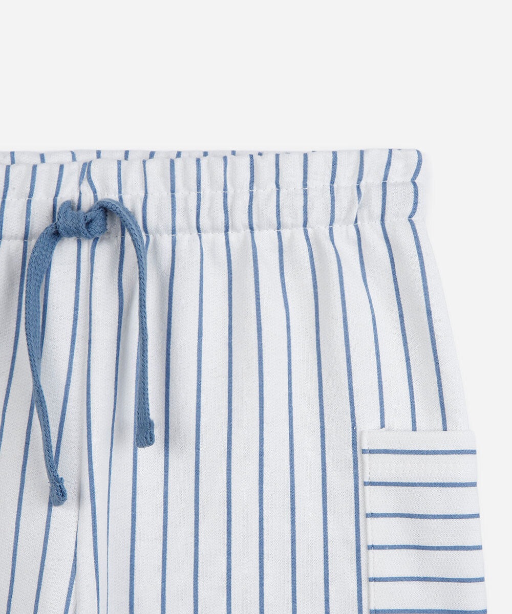 short infantil de malha listrado azul