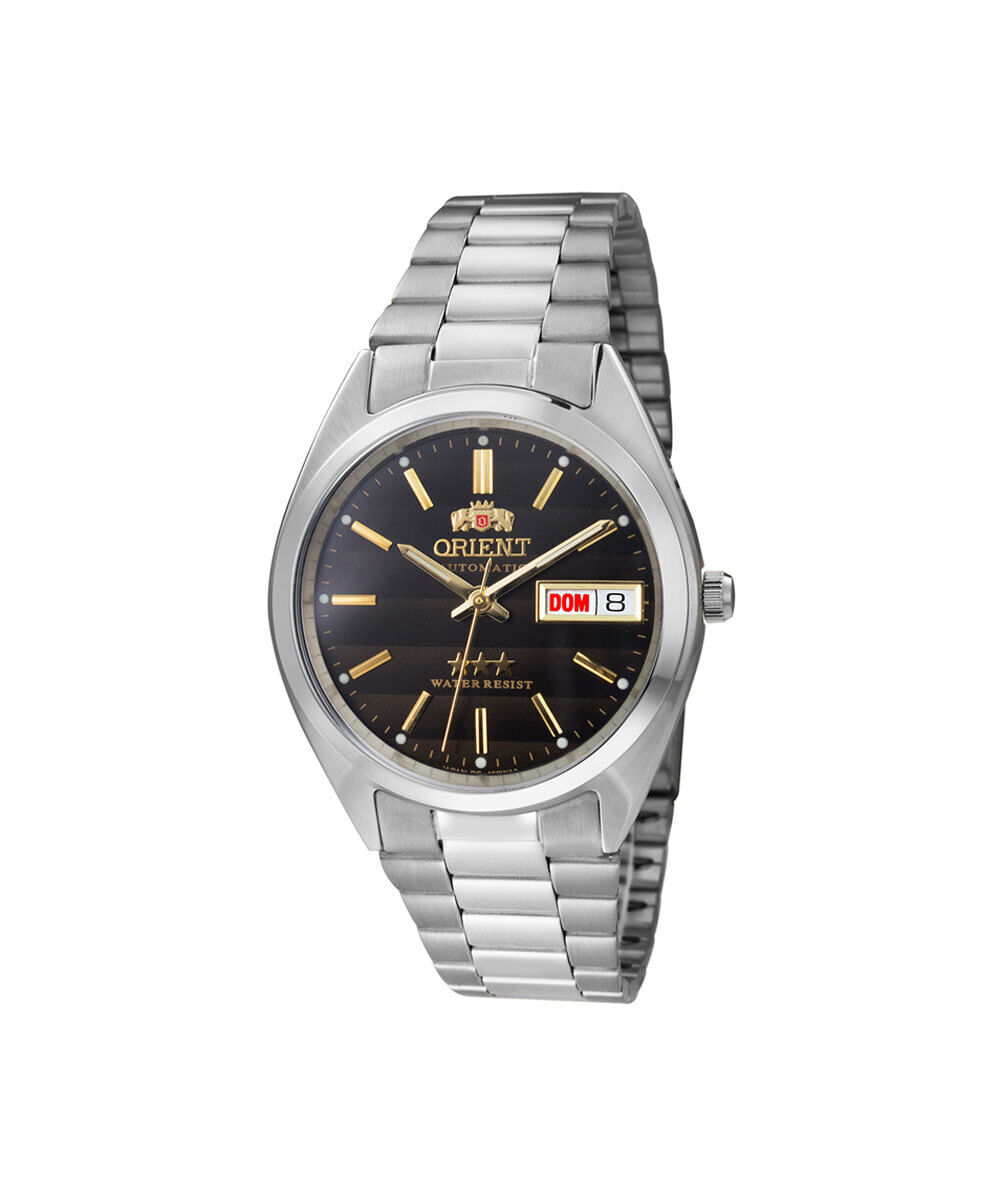 relógio masculino orient analógico calendário 469wa3nh p1sx prateado