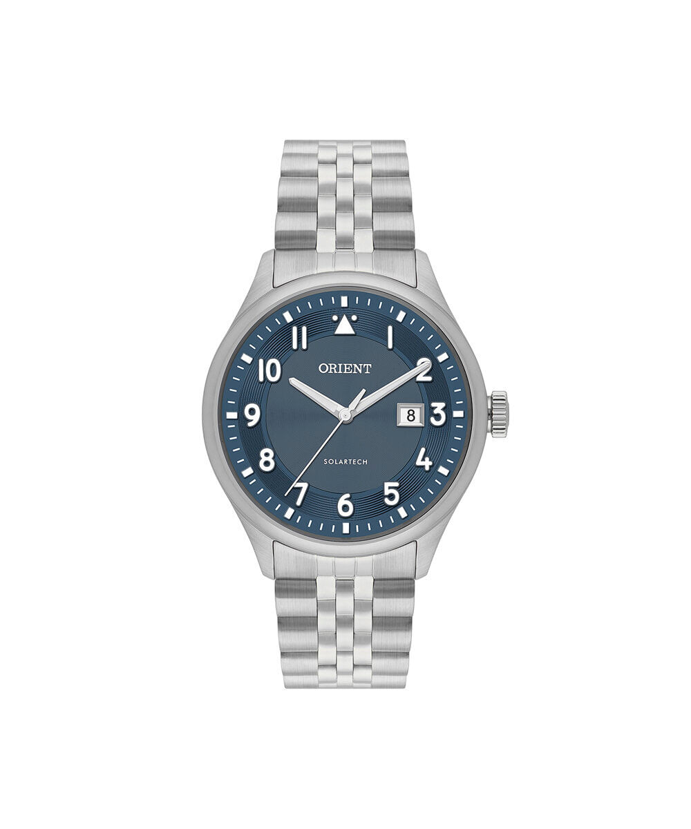 relógio masculino orient analógico calendário mbss1518 d2sx prateado