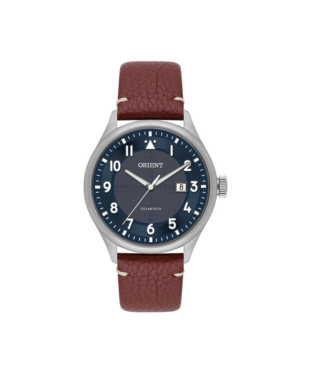 relógio masculino orient analógico calendário mbsc1048 d2nx prateado