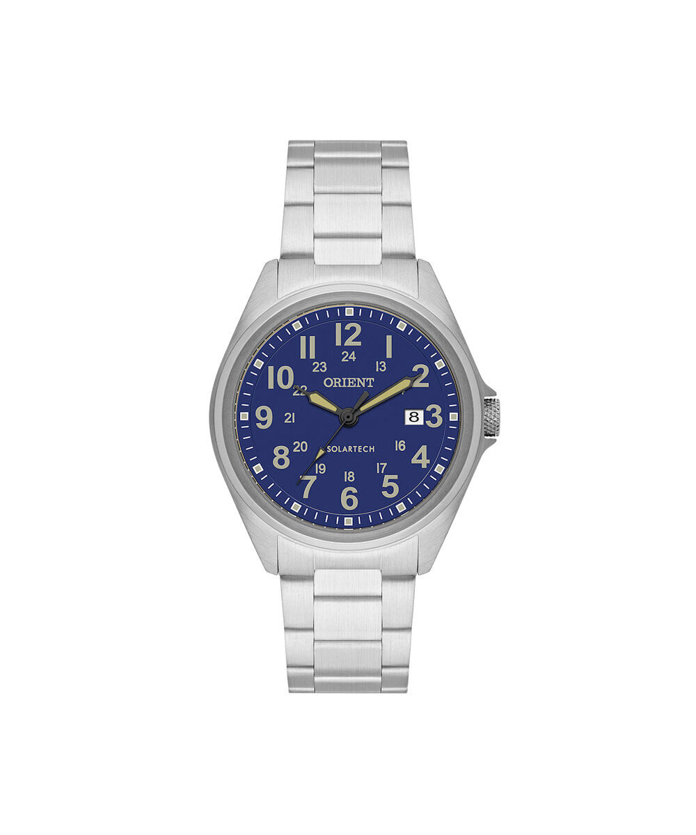 relógio masculino orient analógico calendário mbss1492 d2sx prateado