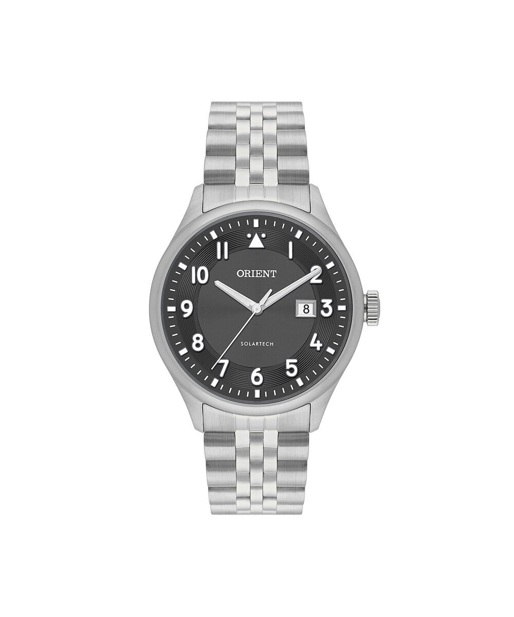 relógio masculino orient analógico calendário mbss1518 g2sx prateado