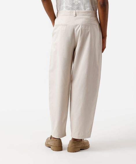 calça barrel chino masculina de sarja bege