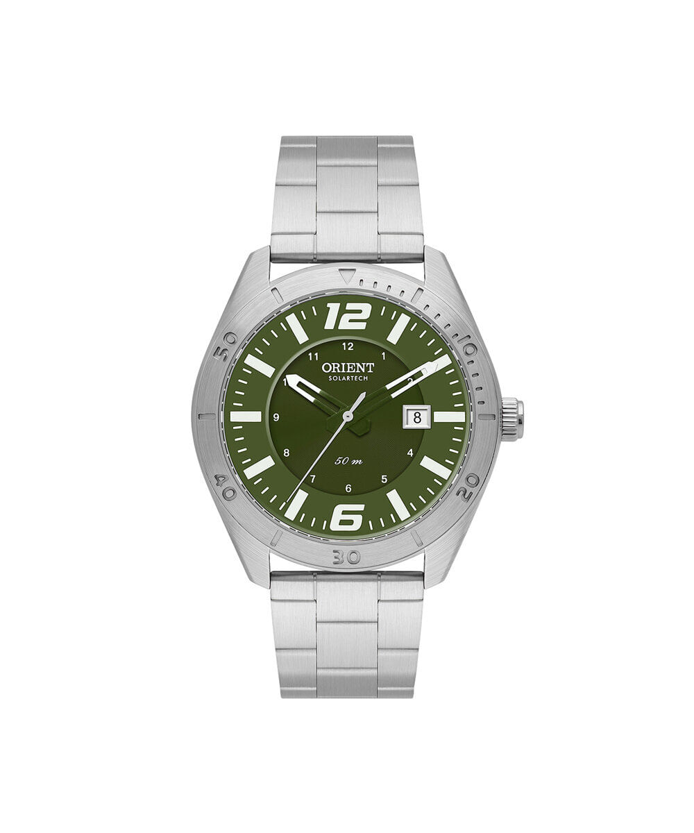 relógio masculino orient analógico calendário mbss1497 e2sx prateado