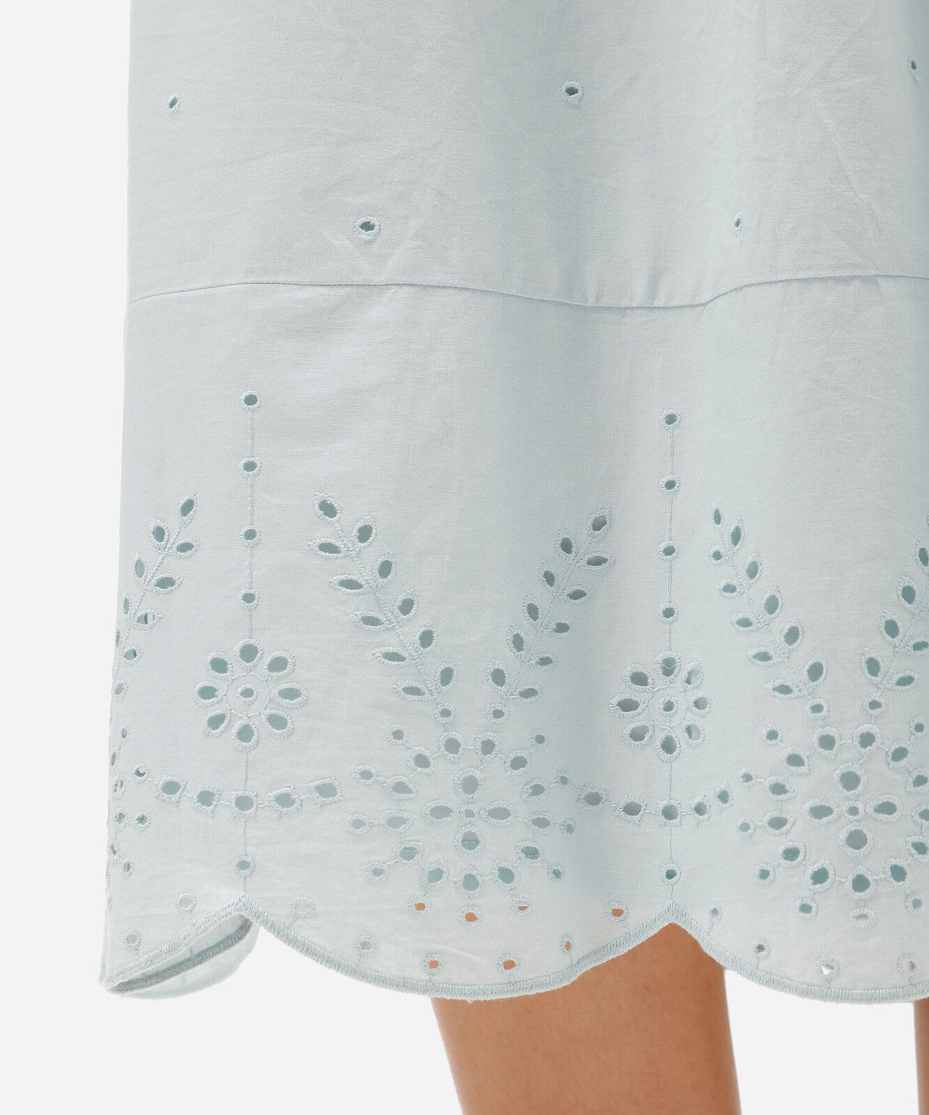 saia feminina midi de laise com barrado azul