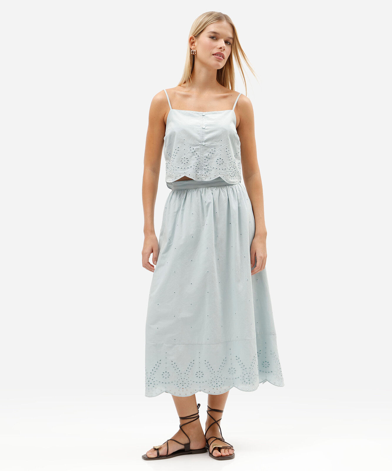blusa feminina cropped com alcinha de laise azul