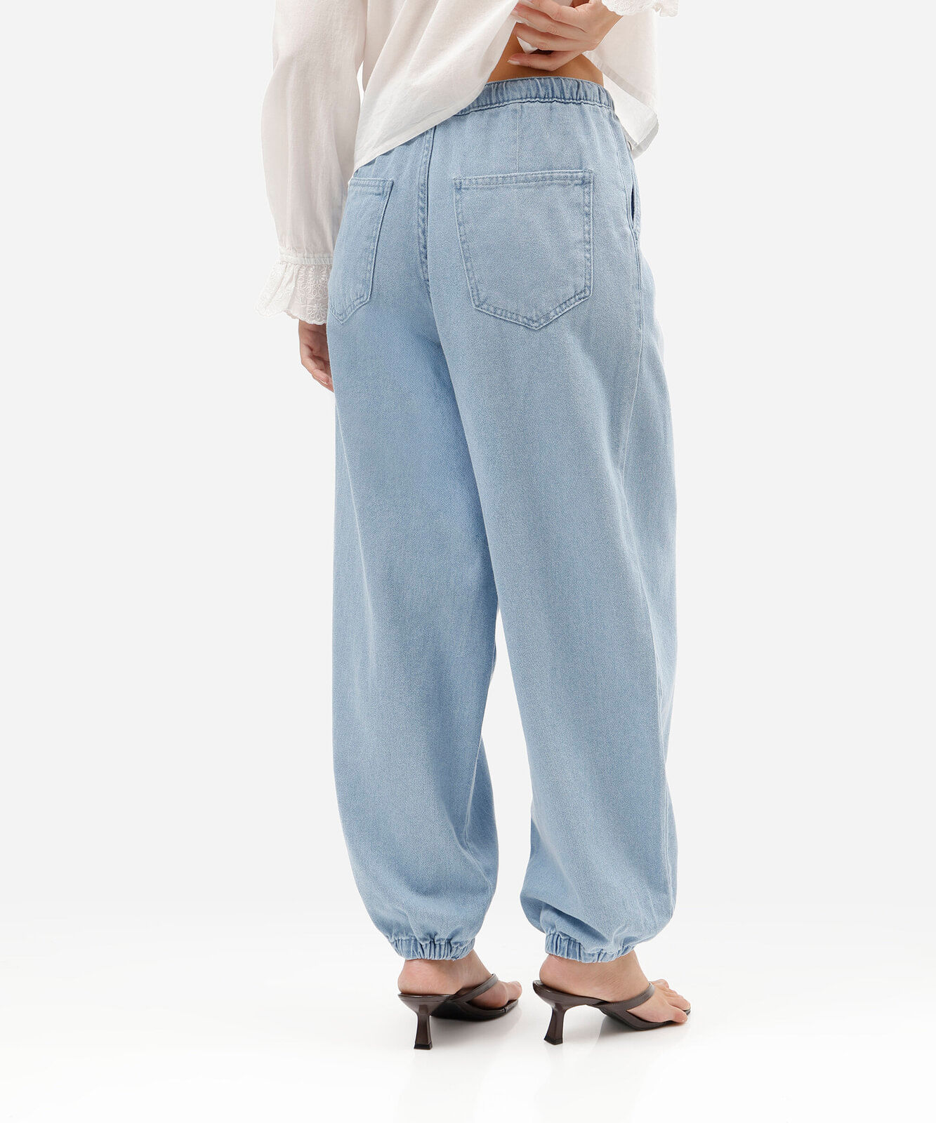 calça aladim feminina jeans cós elástico azul