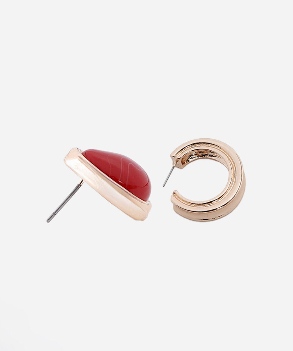 kit 2 de brincos argola e orgânico dourado