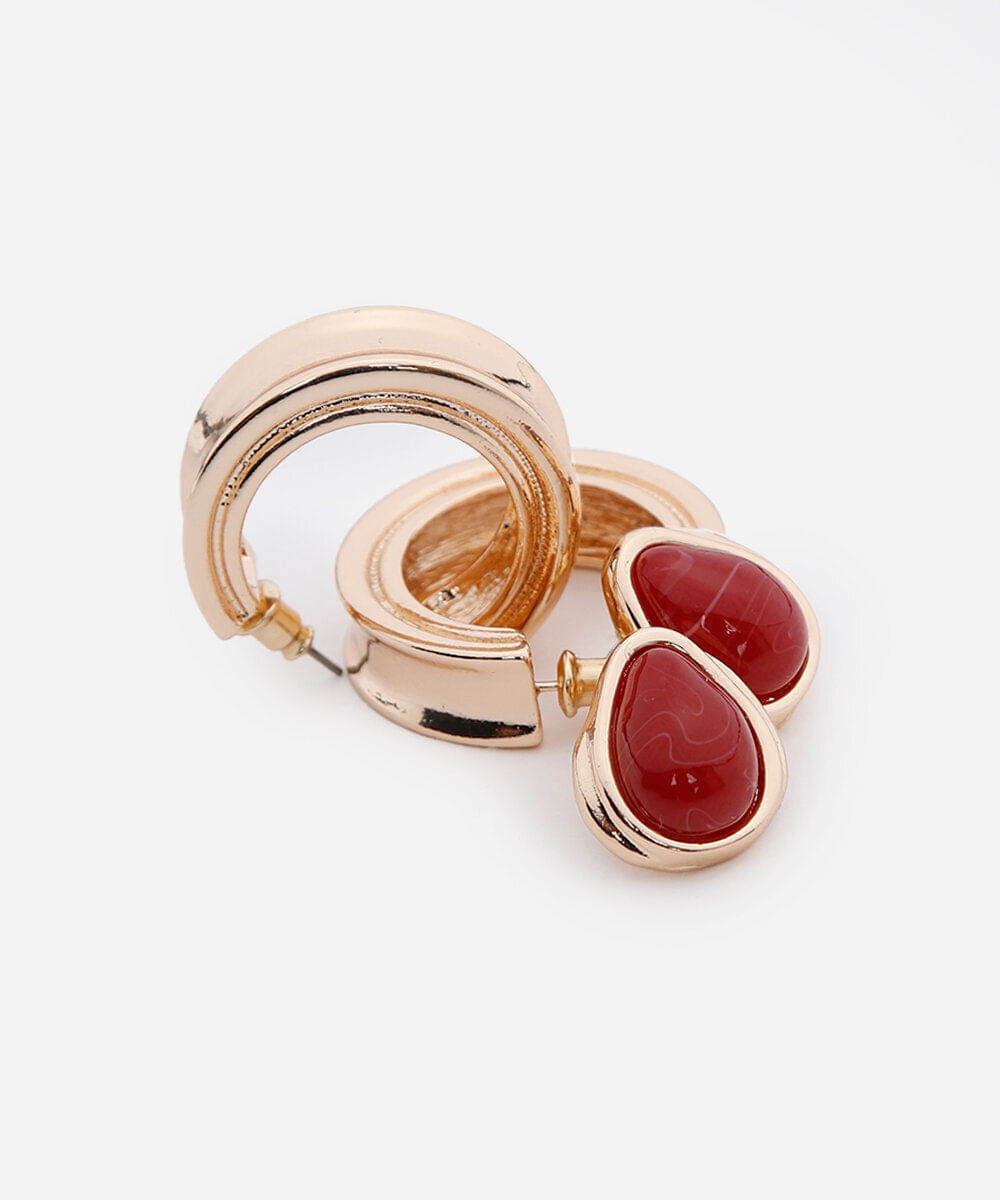 kit 2 de brincos argola e orgânico dourado
