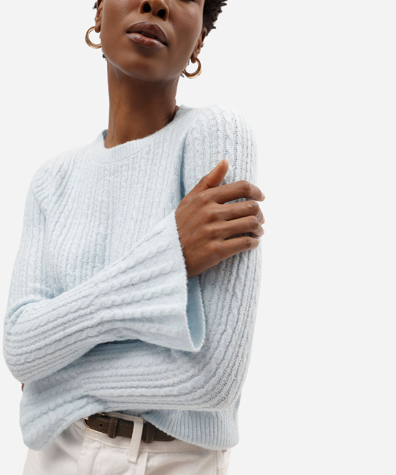 suéter feminino de tricot texturizado azul