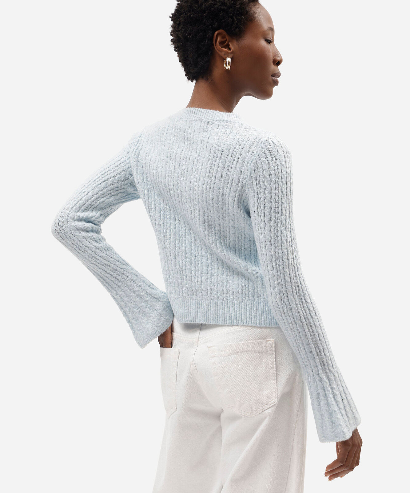 suéter feminino de tricot texturizado azul