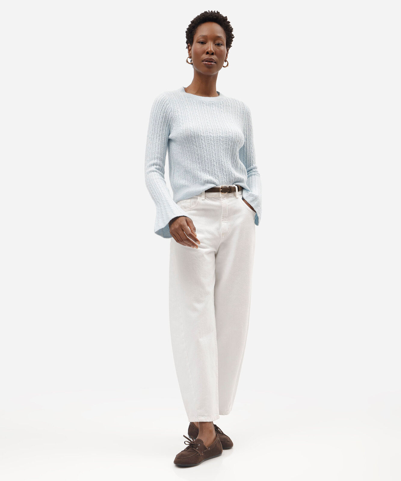 suéter feminino de tricot texturizado azul