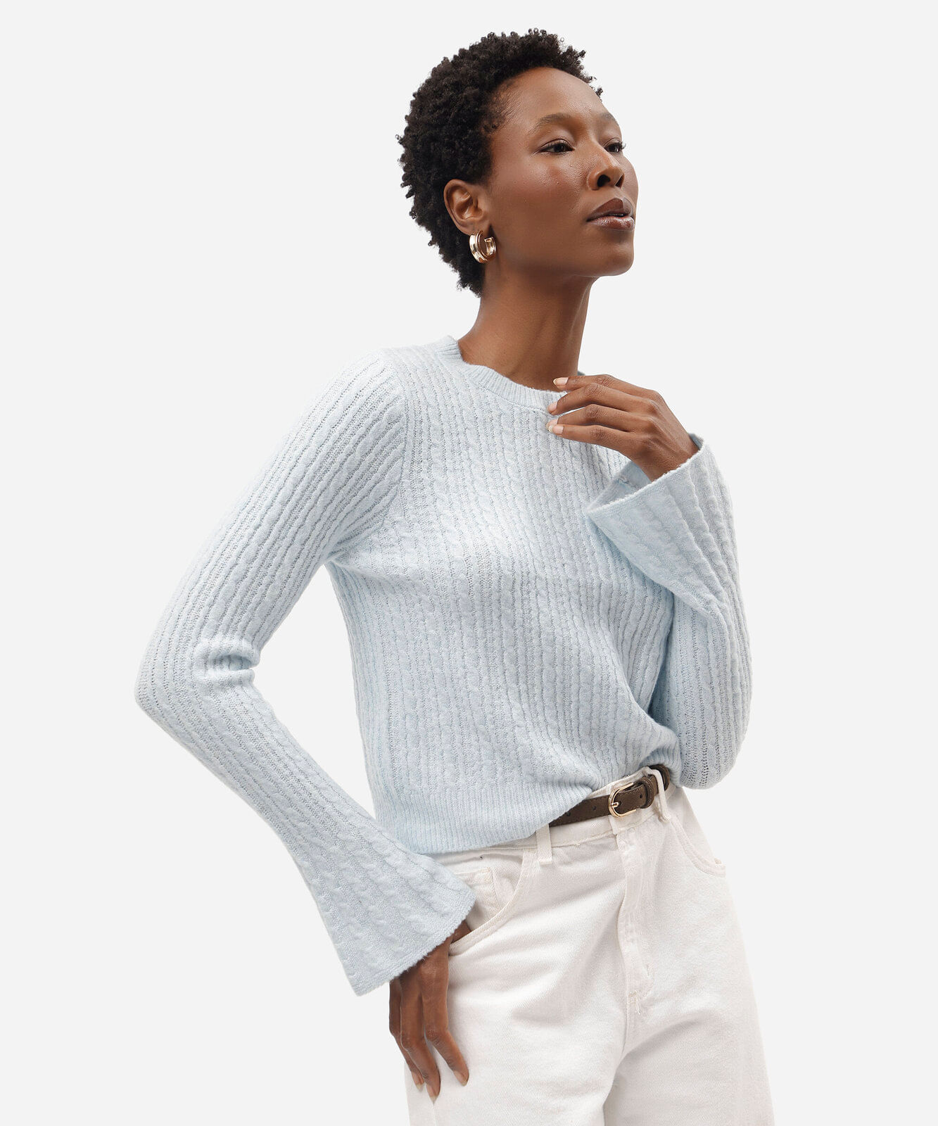 suéter feminino de tricot texturizado azul