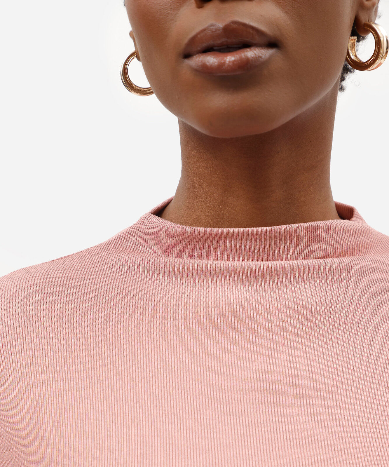 blusa feminina de viscose gola alta canelada rosa