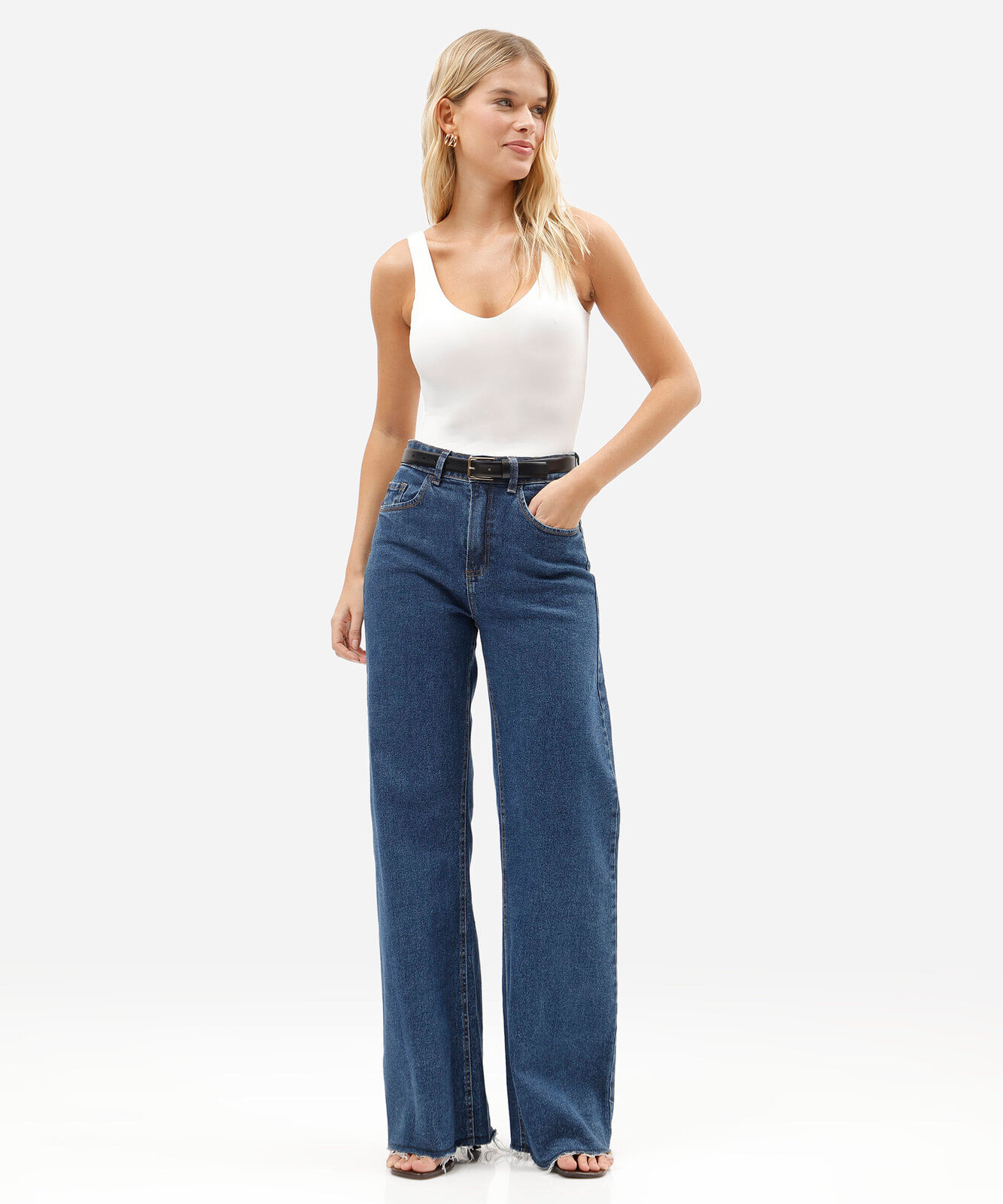 regata feminina de poliamida decote v off white