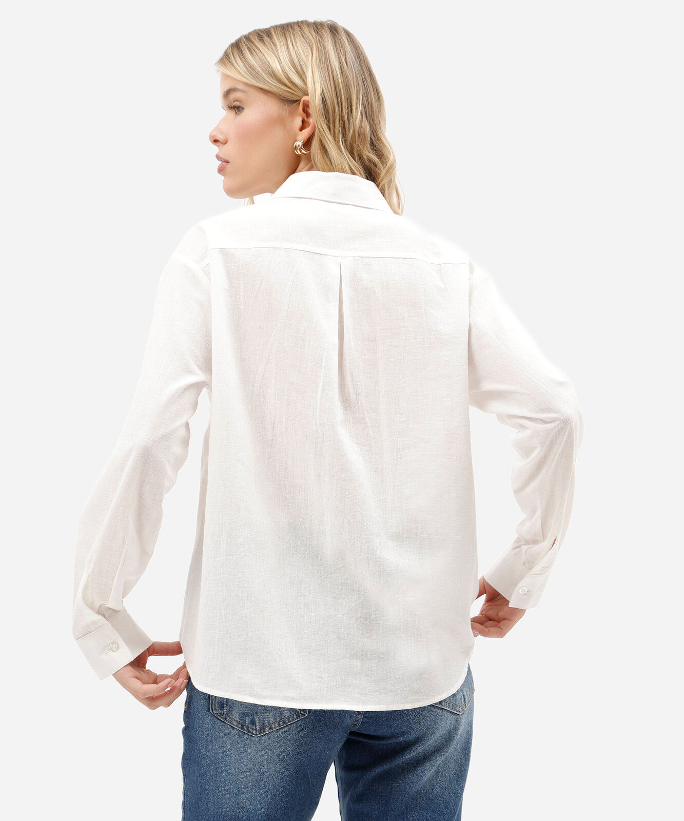 camisa feminina de algodão manga longa off white