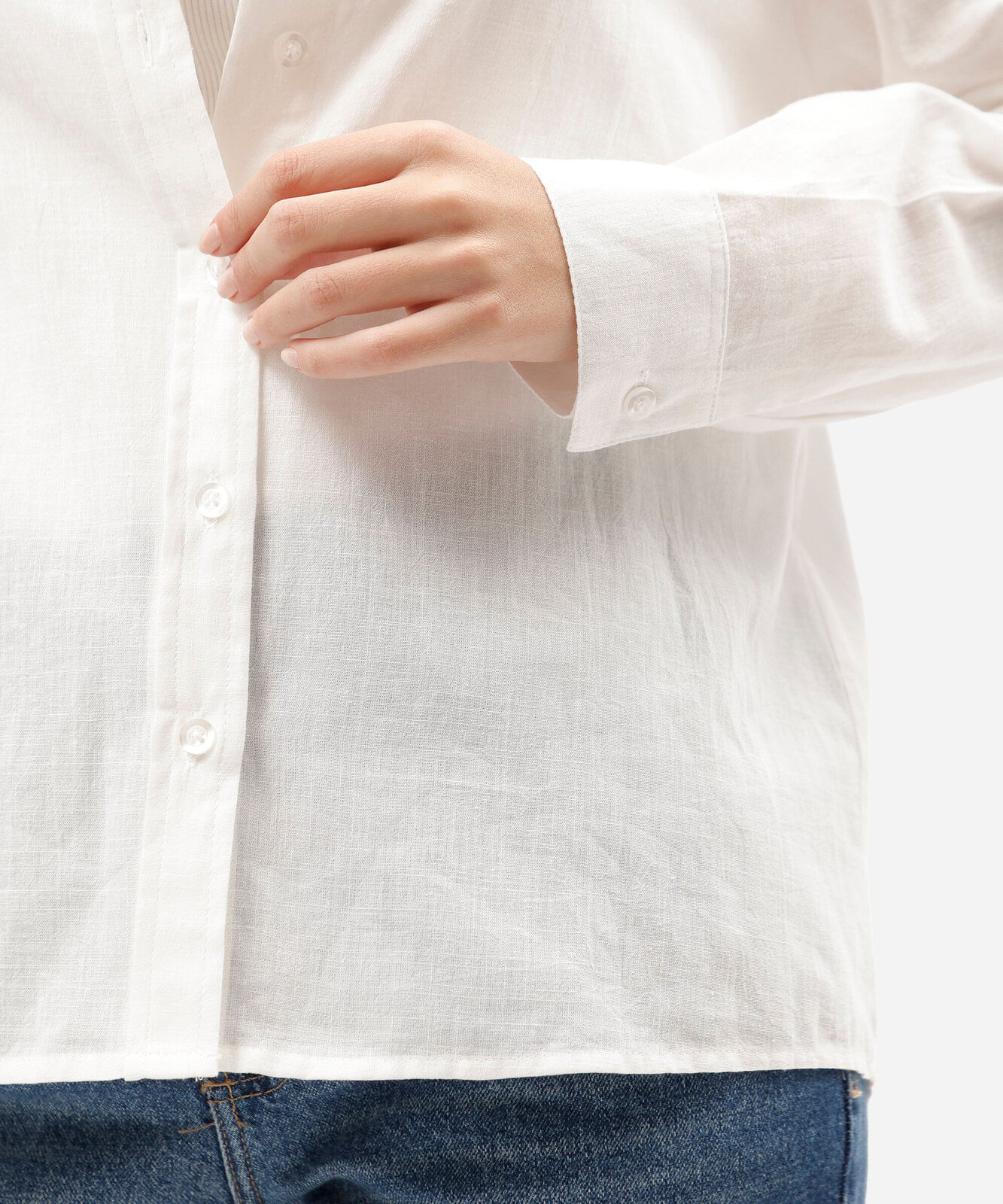 camisa feminina de algodão manga longa off white
