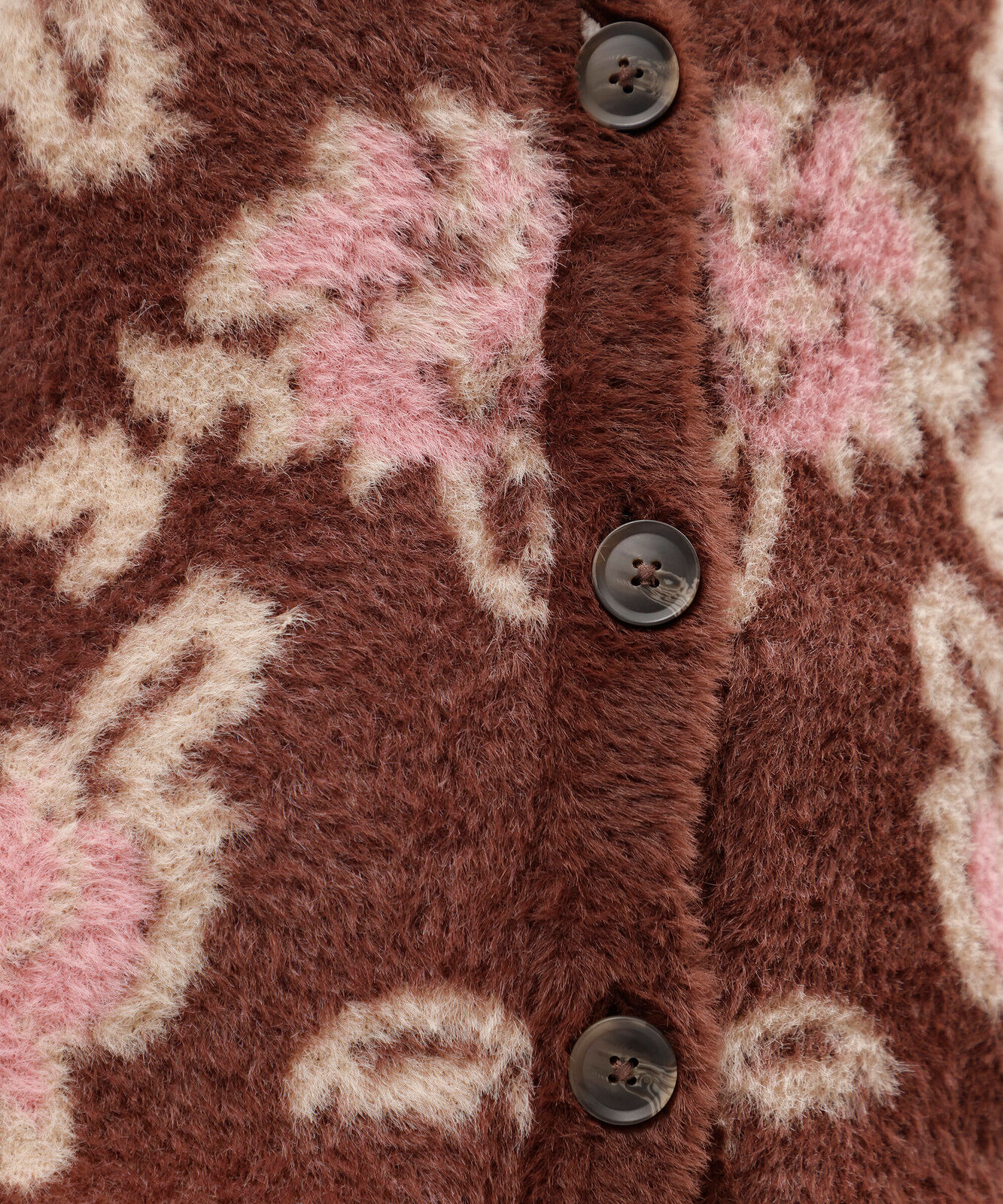 cardigan feminino de tricot floral texturizado marrom