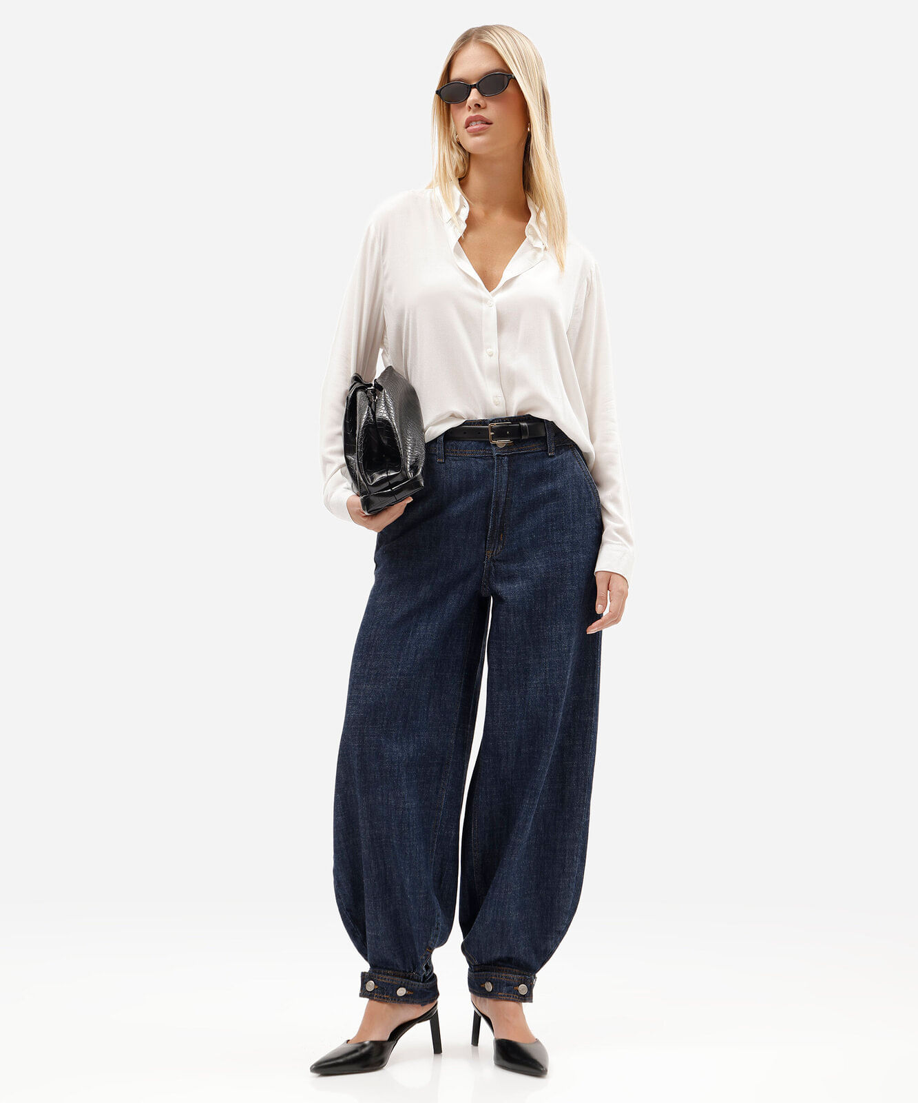 camisa feminina de viscose manga longa off white