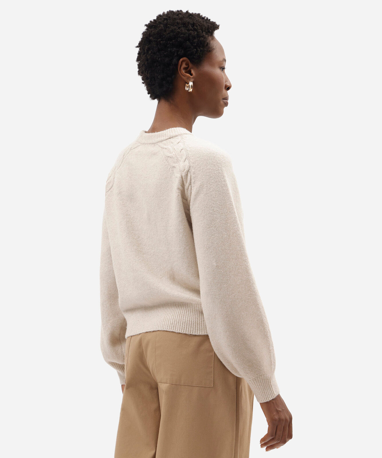 suéter feminino de tricot texturizado bege