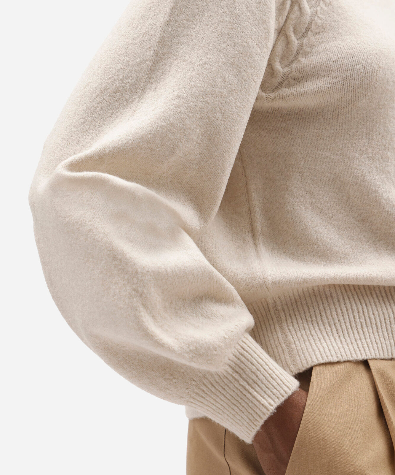 suéter feminino de tricot texturizado bege