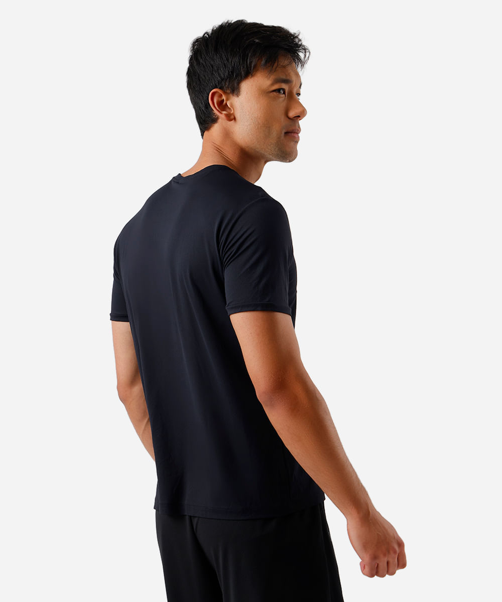 camiseta esportiva masculina de poliamida manga curta preta