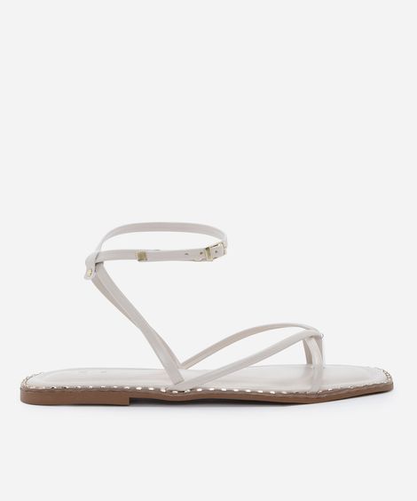 rasteirinha tiras finas bico quadrado off white